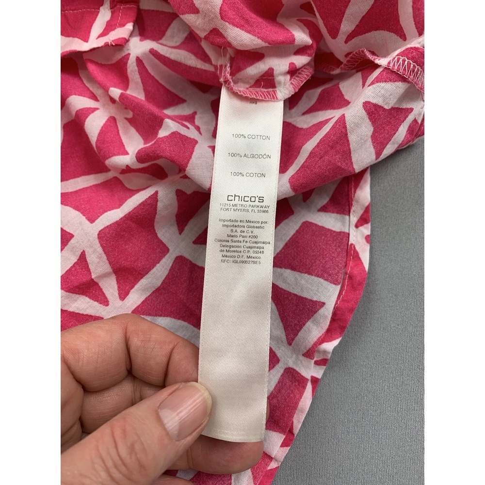 Chicos Womens Shirt 3 XL Pink Beachy Preppy Ombre Travel Cruise Summer - Picture 5 of 9